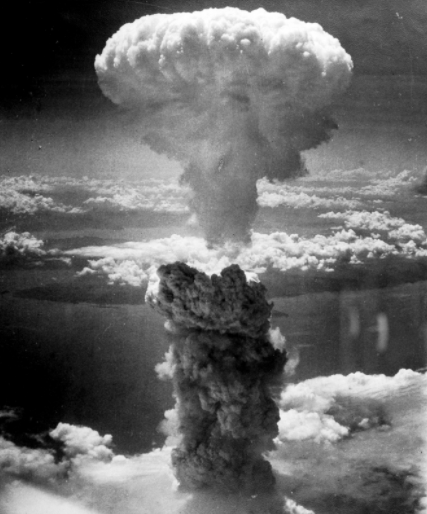 Photograph of the Atomic Cloud Rising Over Nagasaki, Japan on Aug. 9, 1945