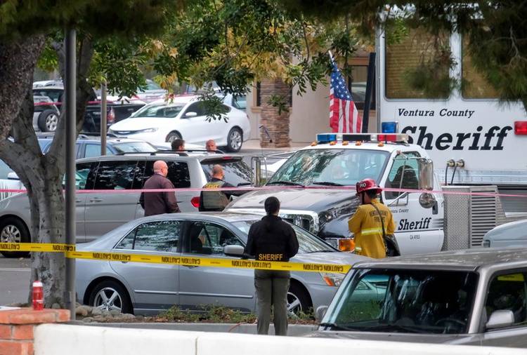 The site of the mass shooting at the Borderline Bar & Grill in Thousand Oaks, California