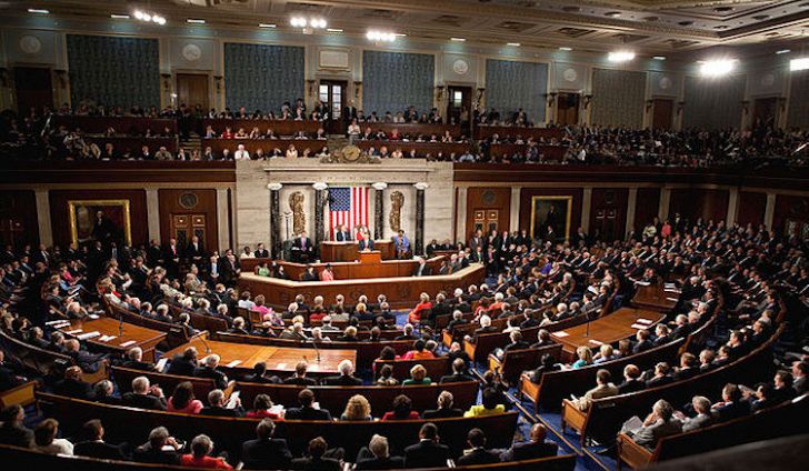The United States Congress in session; many of these congresspeople are currently representing Masters Students.