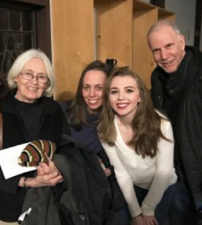 Zocchi (center left) with her daughter Ariana Copland 20 (center right) after she performed in the Upper Schools production of Sideshow in February. Zocchi said some of her fondest memories at Masters are those she has made with her daughter. 