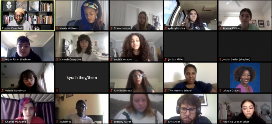 A screenshot of the fourth annual Saturday Summit on Social Justice, hosted by The Masters School and Rye Country Day. The summit fostered conversations about racial justice, gender and sexuality, and took place over Zoom.