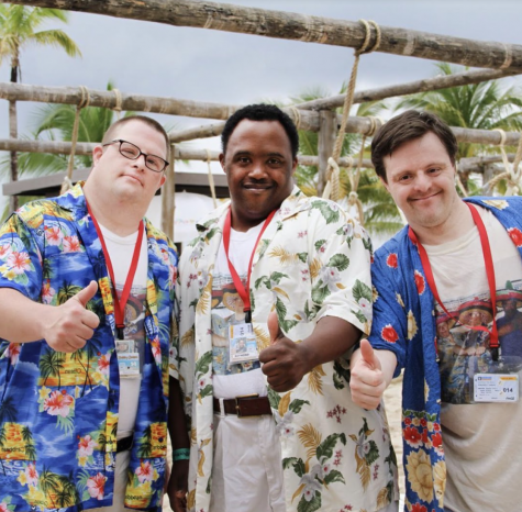 Yanvi Gorodischer, Raymond Frost and Jason Kingsley (left to right) are pictured on
a Buddy Cruise, a nonprofit organization advocating for individuals with special needs and and their families. Yaniv, Raymond and Jason have lived together for almost 19 years.