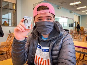Sophomore Baird Hruska poses with his learners permit after taking the DMV's initial leaners permit test. Getting a driver's license, which was once an easy-to-understand rite of passage for teens, has been heavily disrupted by the pandemic. 