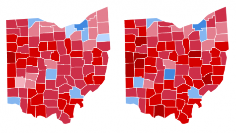 Ohio presidential results by county 2016 and 2020