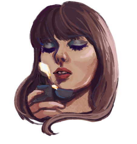Taylor Swift from the cover of Midnights, as drawn by Chana Kim