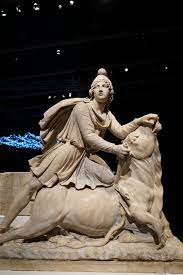 Statue of Mithras. Marble, 100-200 CE. Rome, Italy.   https://www.worldhistory.org/image/6222/statue-of-mithras/ 