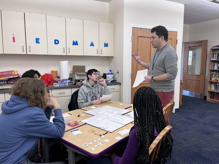 MIDDLE SCHOOL HISTORY TEACHER Paul Friedman is teaching the students techniques to designing their own board games. The students are required to create board games from scratch and complete the projects by the end of WinterMission. 