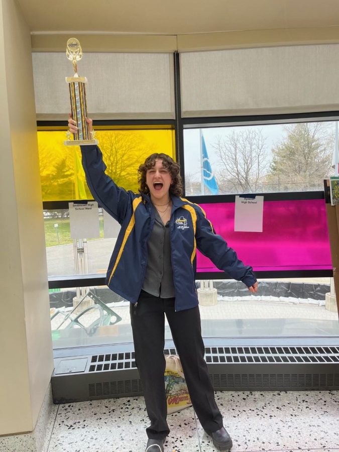 Caterina+Stoica+celebrating+her+1st+place+WESEF+trophy+with+friends+and+family