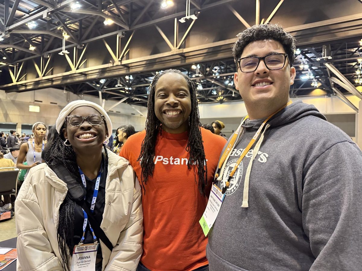 After Dr. Omekongo Dibingas keynote speech, Ayanna Beckett, and Matthias Jaylen Sandoval were able to meet him, and ask him questions about his presentation.