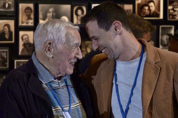 David Wisnia and his grandson, Avi Wisnia, at the International Conference on Education About Auschwitz and the Holocaust.