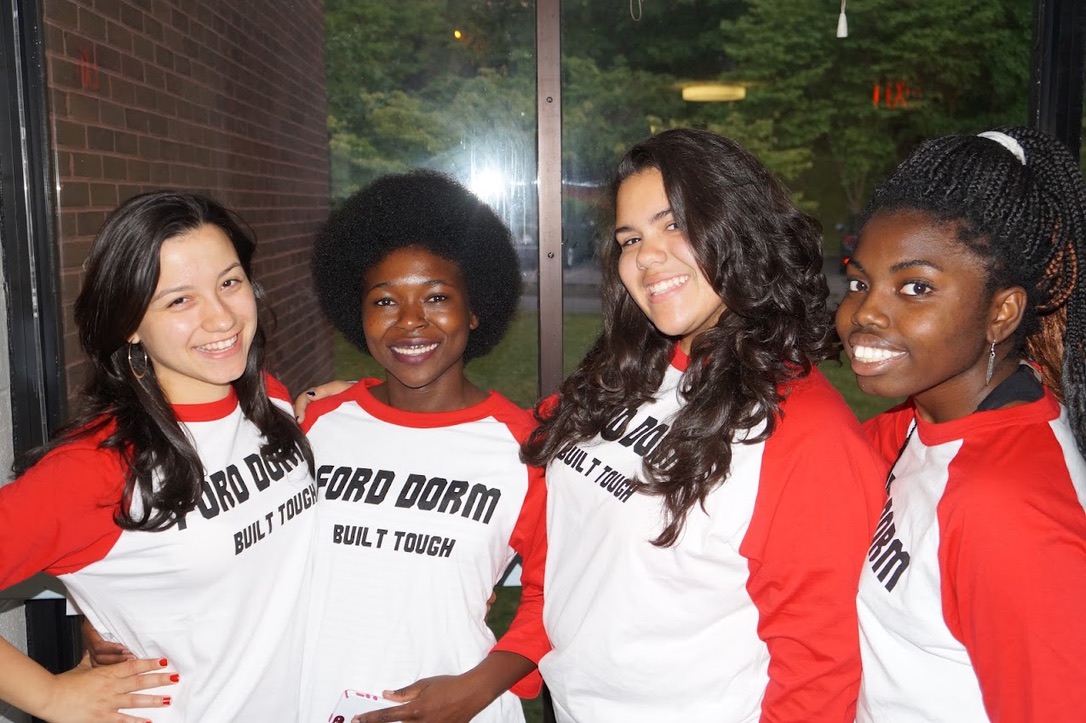 Alumna Gabrielle Torres lived in Ford dorm during her high school years. She now gets to relive her days in Ford, this time as a dorm parent. “Jeff Carnevale said [to me], ‘Wouldn't it be funny for you to live in the same dorm as you did as a student?’ It’s a very full circle moment for me,” Torres said. From L to R: Gabrielle Torres, Yana Serry, Ciara Escobar and Jamilah Grizzle.

